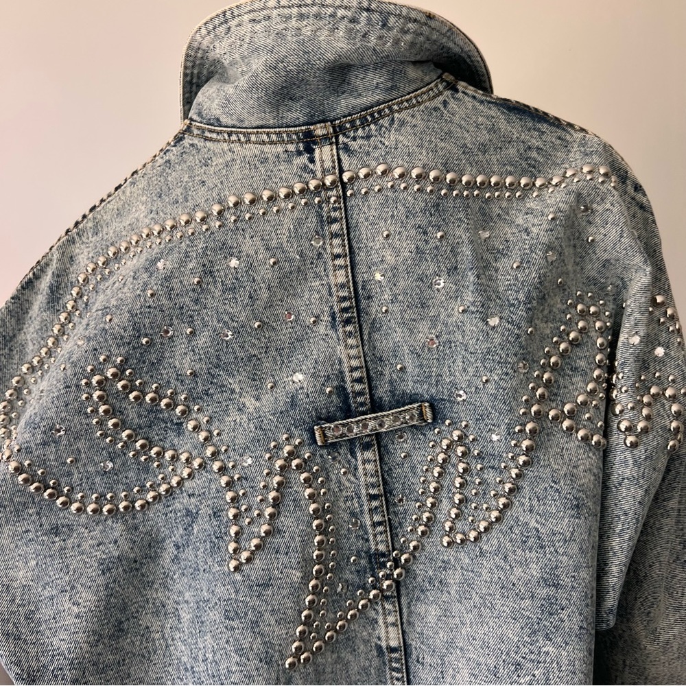 Vintage 80s Acid Washed Denim Studded Jacket Desire By Arlene - Picture 3 of 13